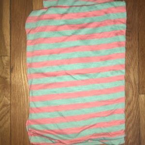 Green and Coral stripe infinity scarf